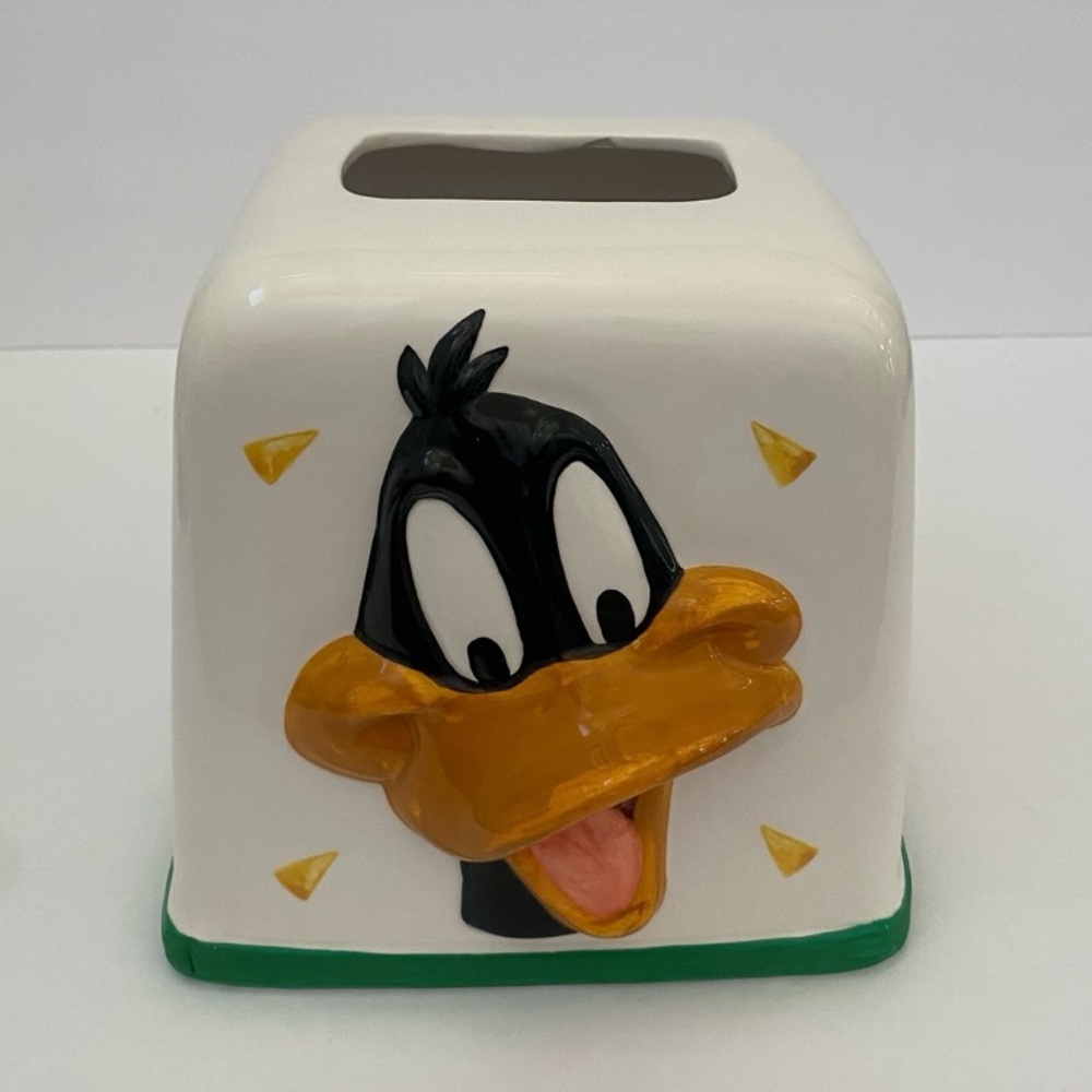 Vintage Warner Bros Looney Tunes 1993 Daffy Duck Ceramic Tissue Box Cover